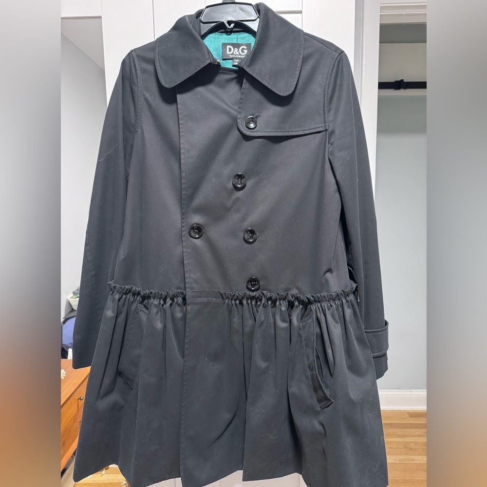 Dolce & Gabbana Black Ruffle Trench Coat size 42